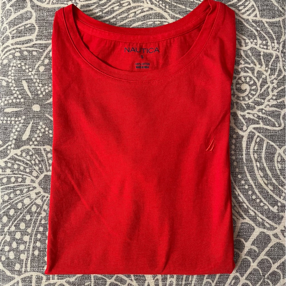 Nautica Women's Red Crew Neck Tees